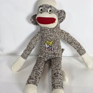 LSU‎ Tigers Sock Monkey Plush Collegiate Mascot Knit Stuffed Animal Fan Gift 12"